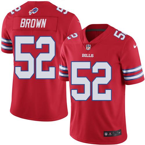 Nike Bills #52 Preston Brown Red Men's Stitched NFL Elite Rush Jersey - Click Image to Close